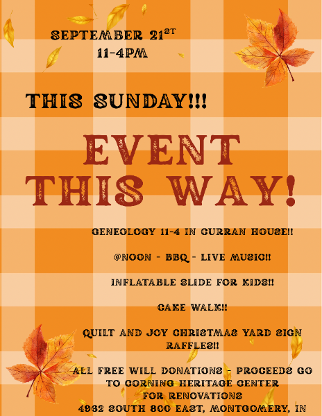 Information for the 2025 picnic in Corning, Indiana with information about the entertainment and address